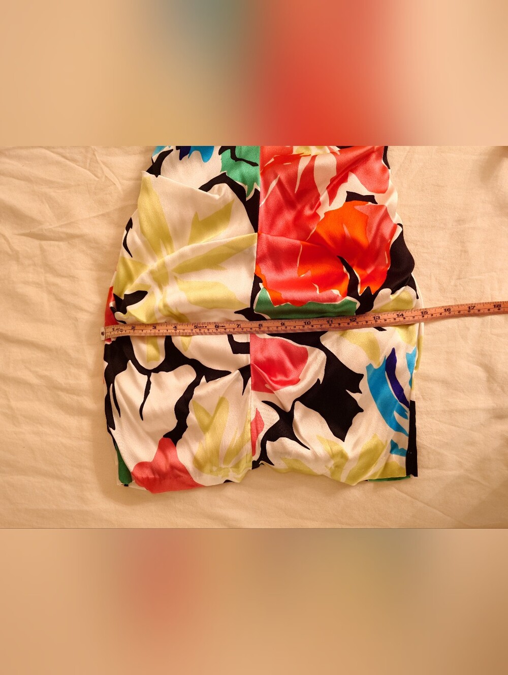 NWOT Floral CACHÉ White Stretch Satin Ruched Halter Mini Dress 2 XS Built-in Bra - Picture 5 of 14